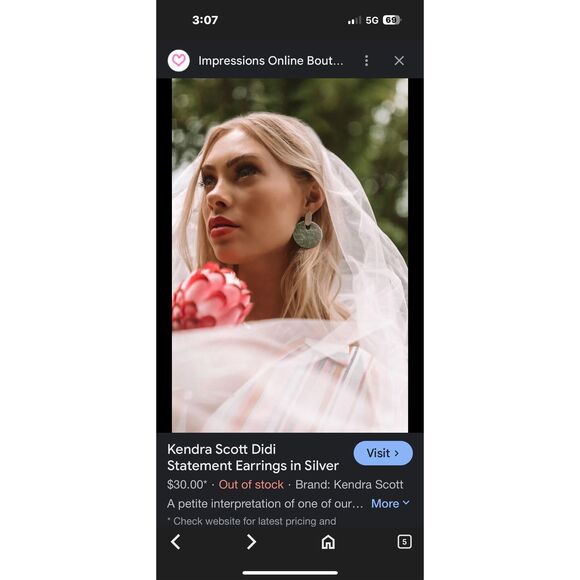 KENDRA SCOTT | Didi Silver Statement Earrings | New NWT - Picture 6 of 12